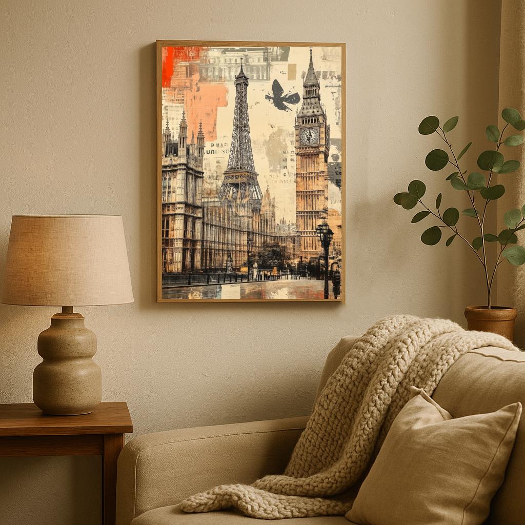 Europe Landmarks Eiffel Tower Big Ben poster sfeerbeeld 2