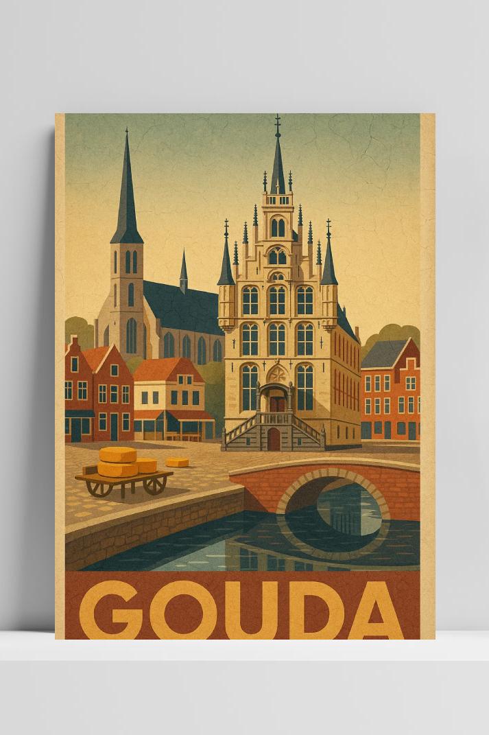 Gouda Text Vintage op 3mm aluminium dibond
