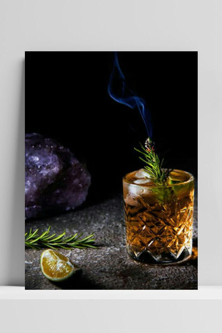 Cocktail Whiskey Sour op 3mm aluminium dibond