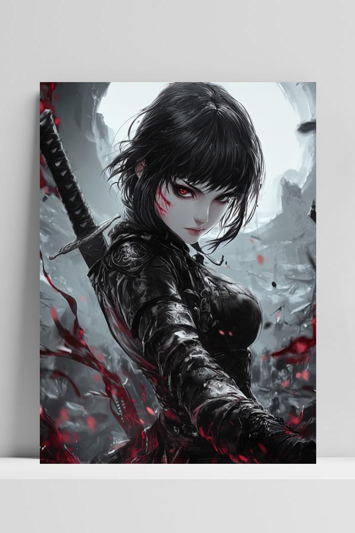 Woman Warrior Anime Samurai in interieur