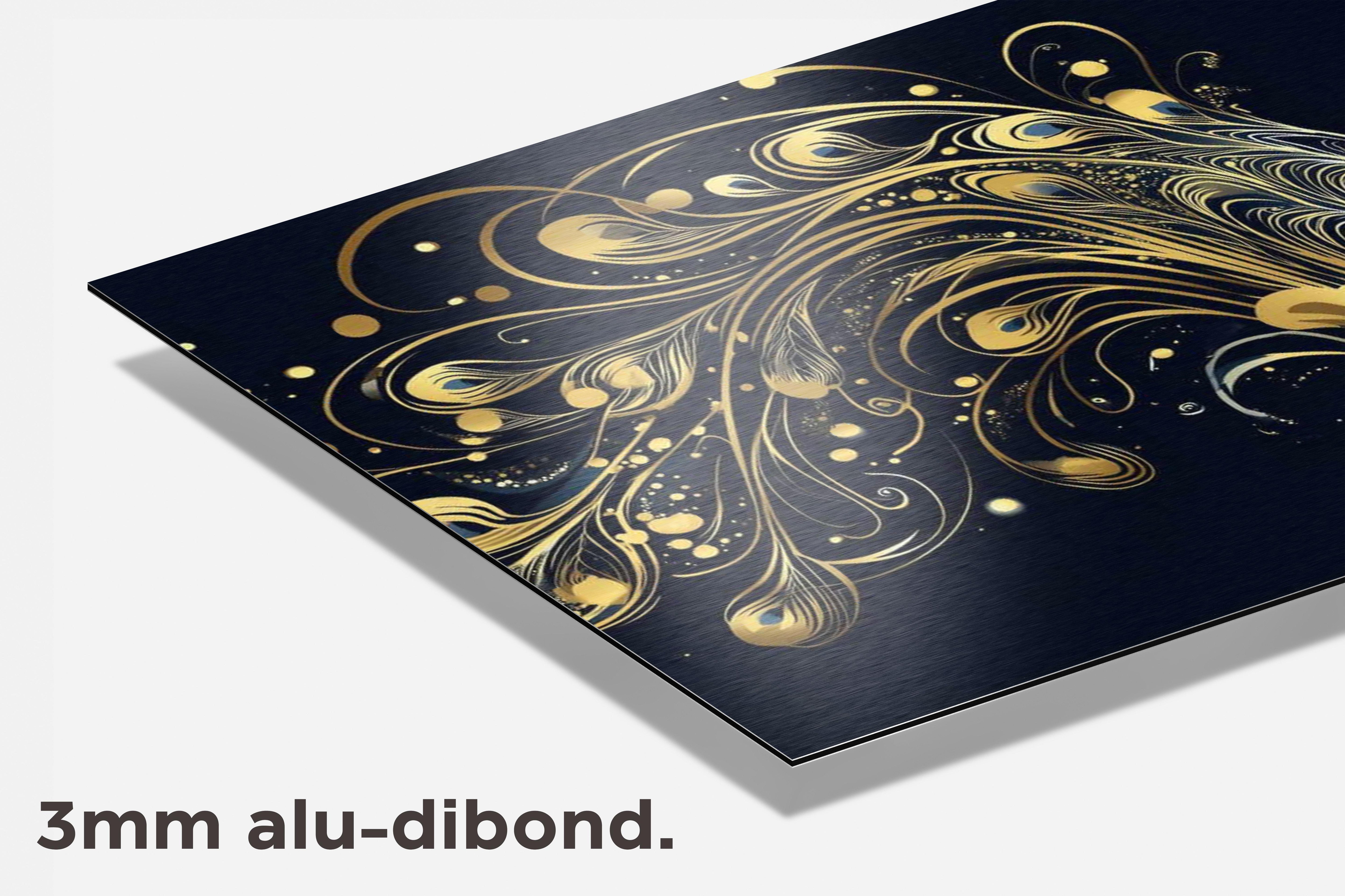 Gouden Pauw dibond detail
