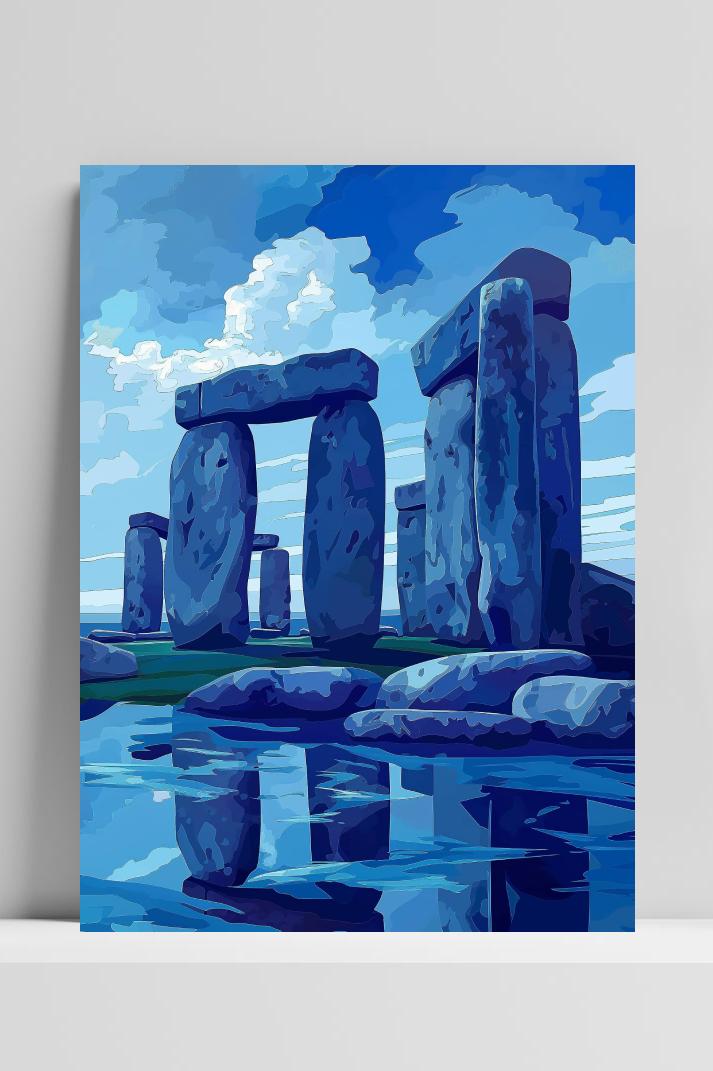 Stonehenge Aquarel op 3mm aluminium dibond