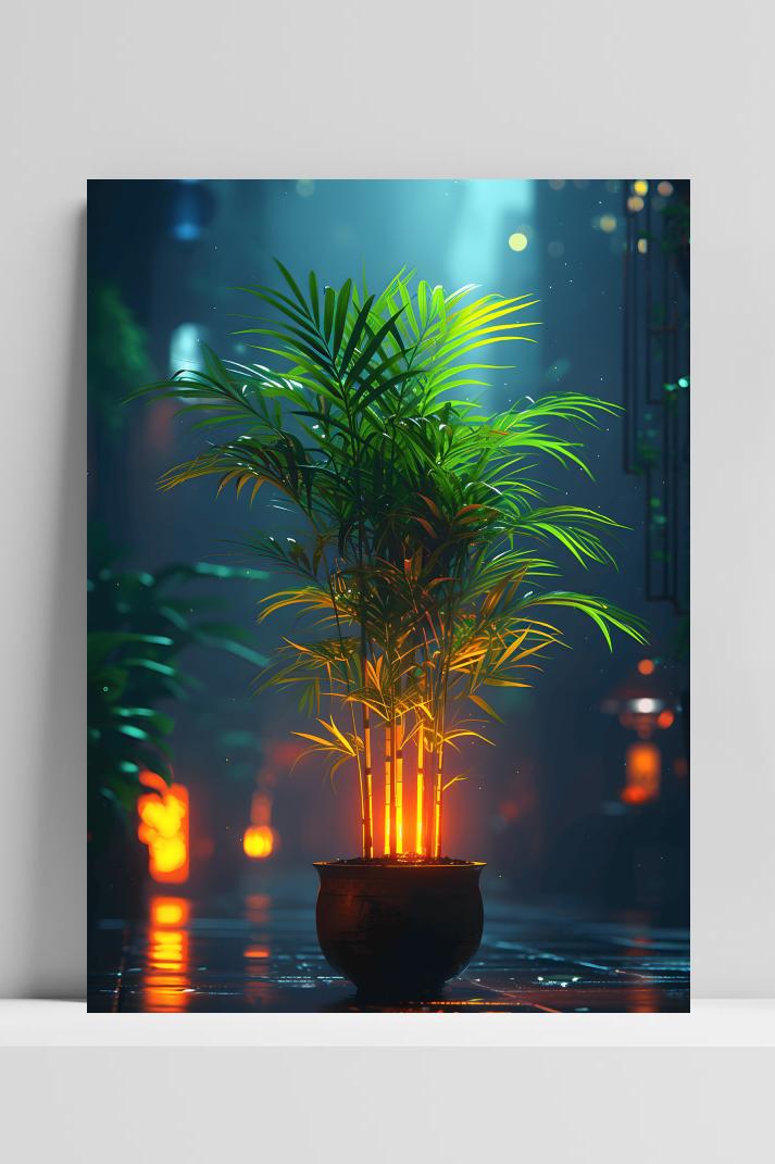 Bamboe Pot op 3mm aluminium dibond