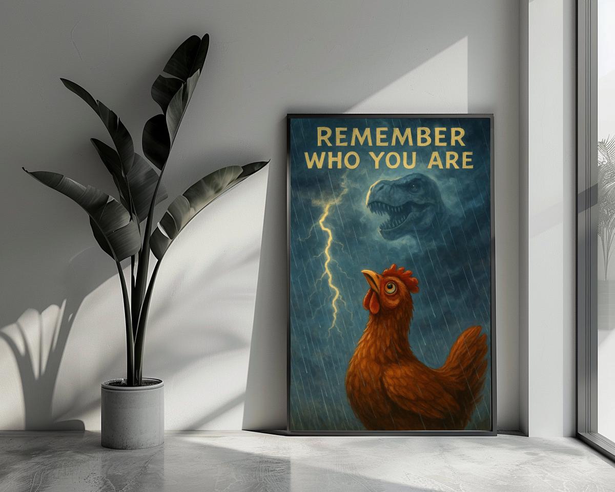 Remember Who You Are Chicken Text poster van 25 Artstreet