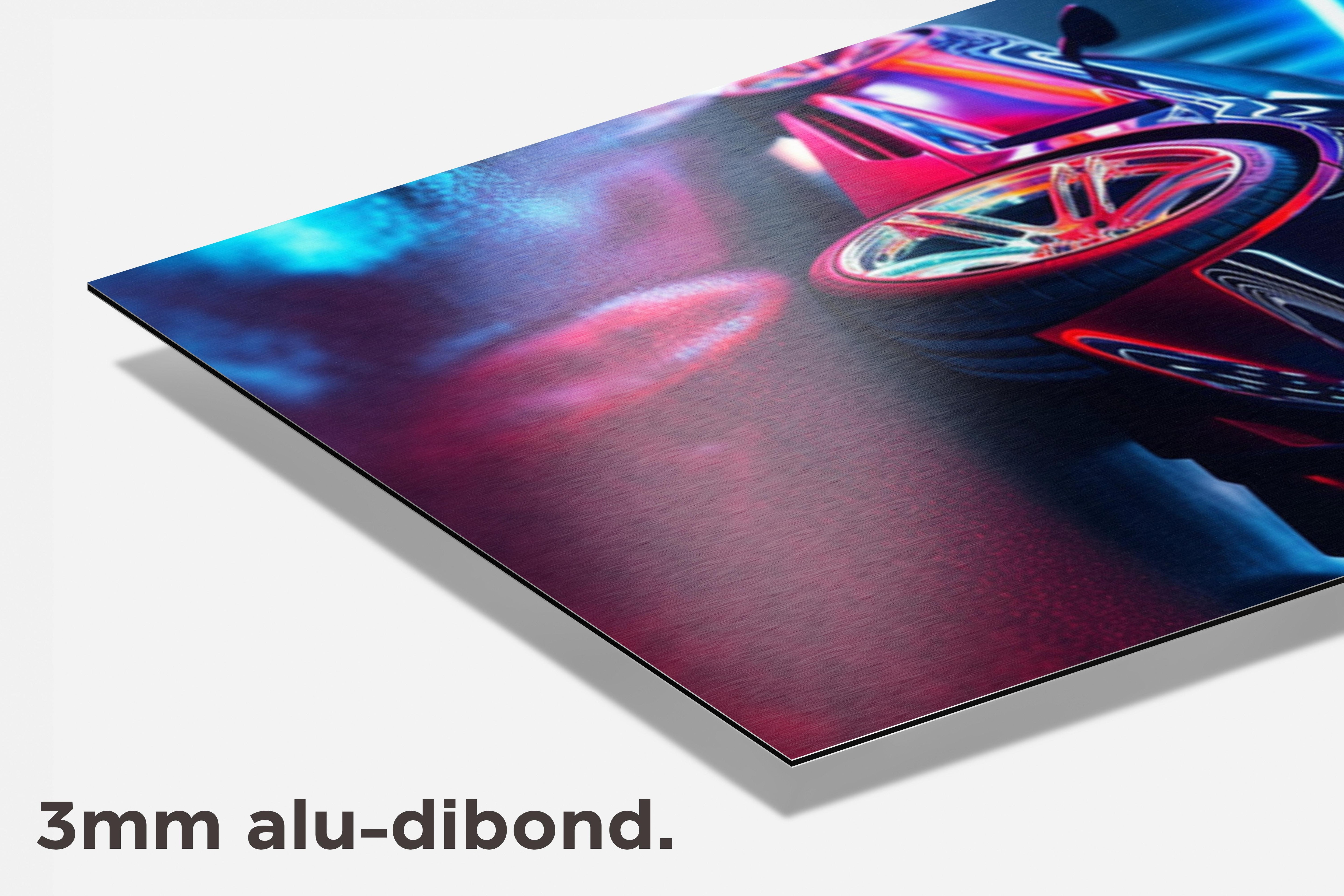 Neon Sportscar dibond detail