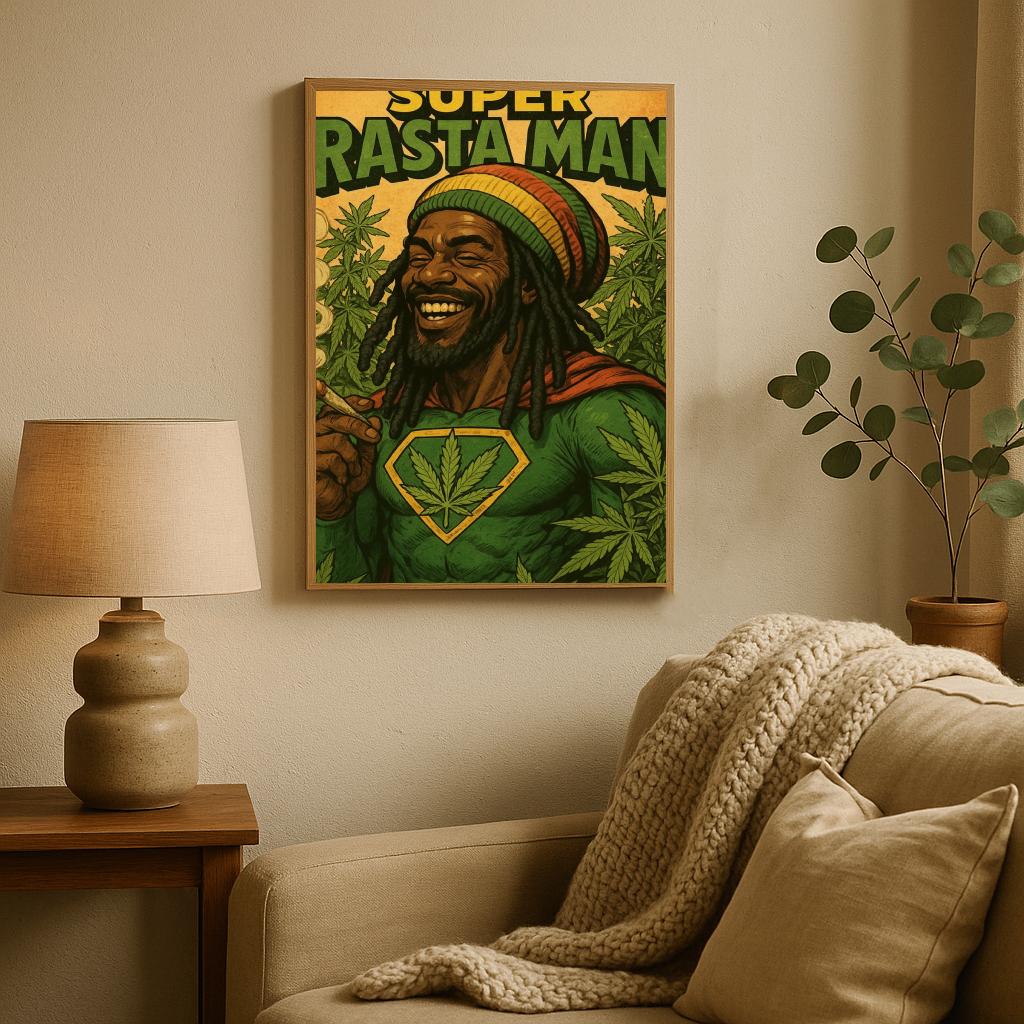 Super Rasta Man Cannabis Text poster sfeerbeeld 2