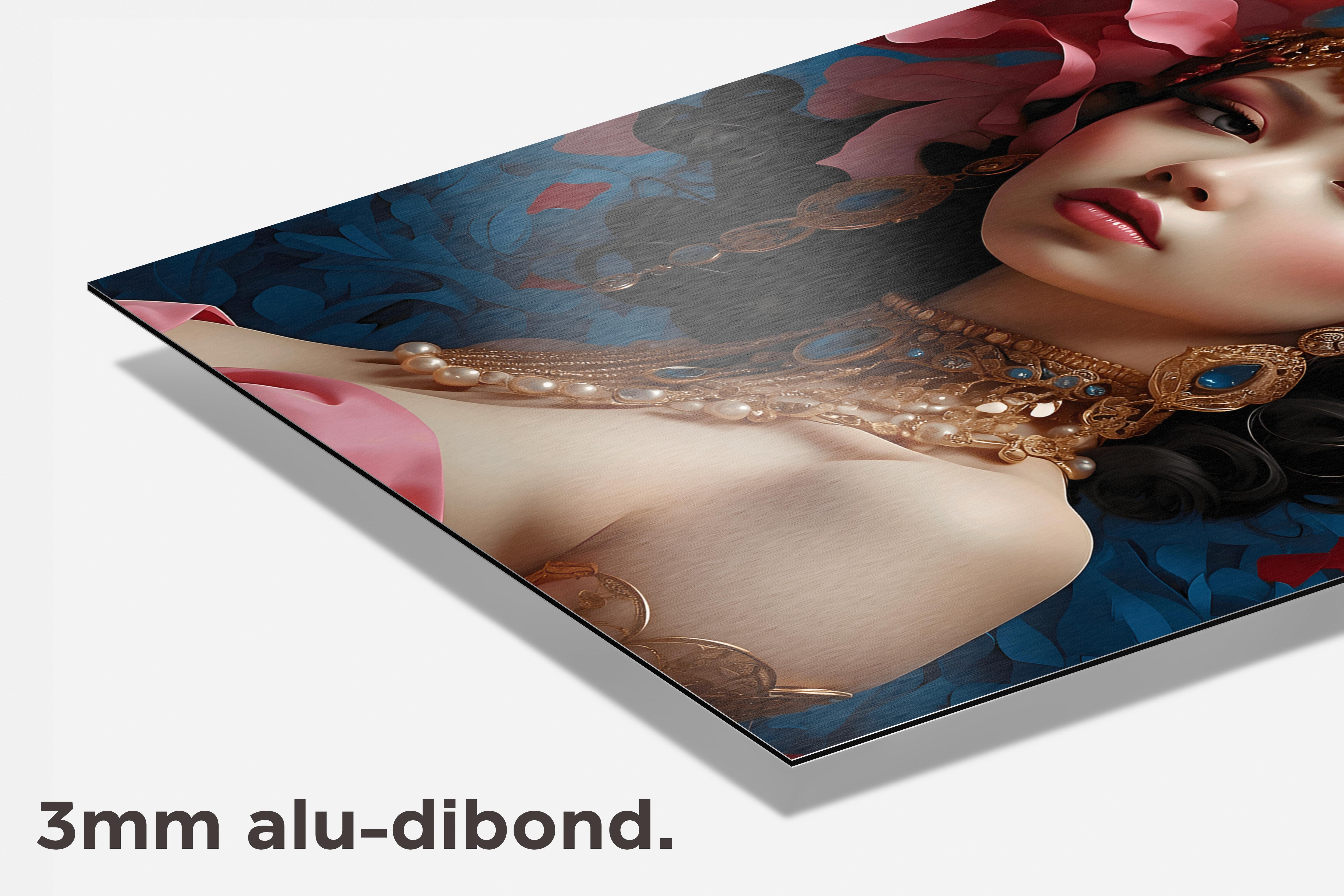 Vrouw met Bloesemkroon dibond detail