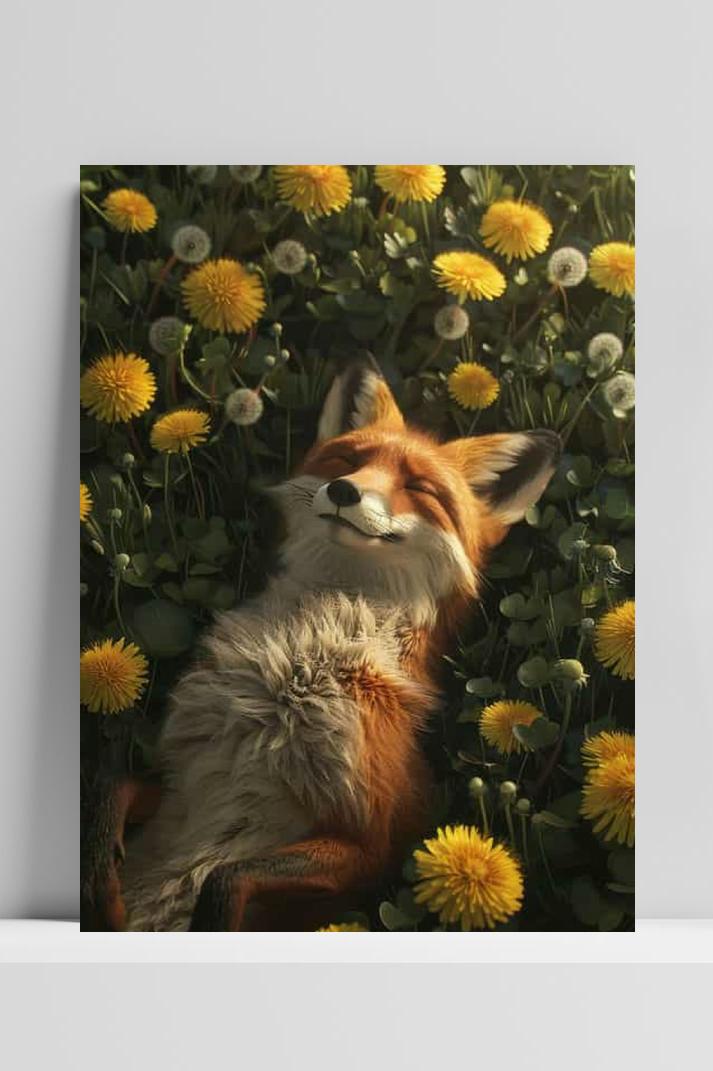 Vos Bloemenveld op 3mm aluminium dibond