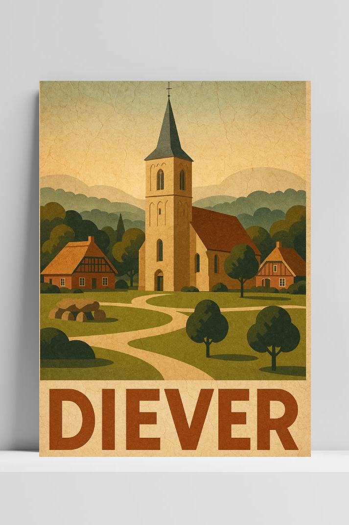 Diever Text Vintage op 3mm aluminium dibond