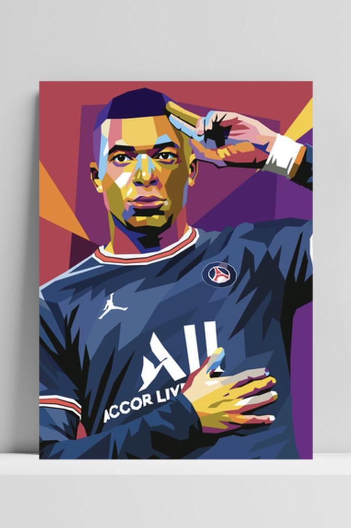 Mbappe pop art red op 3mm aluminium dibond