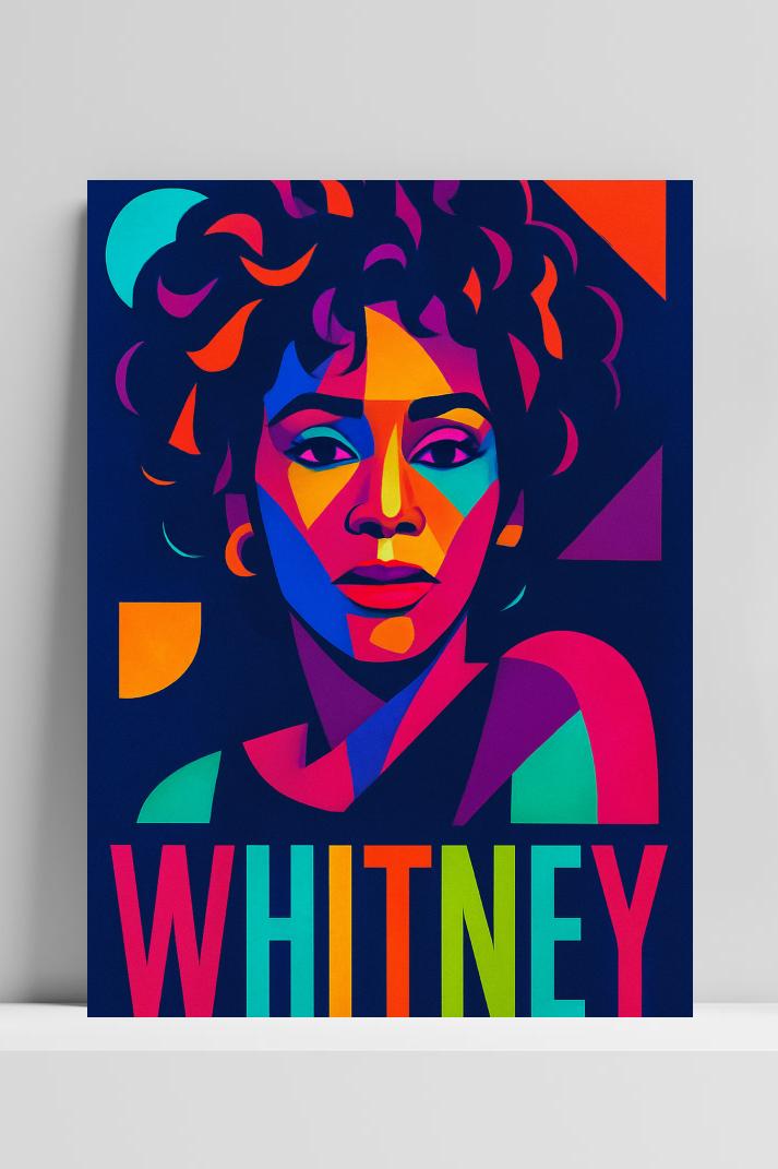 Whitney Houston Pop Art op 3mm aluminium dibond