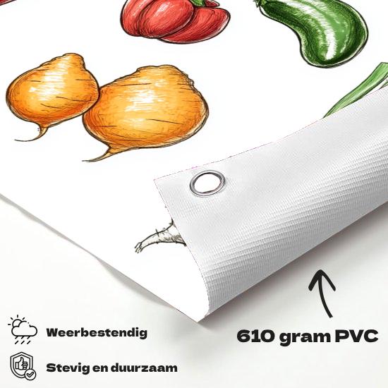 Tuinposter Groenten materiaal-detail: 610 grams weerbestendig PVC-doek