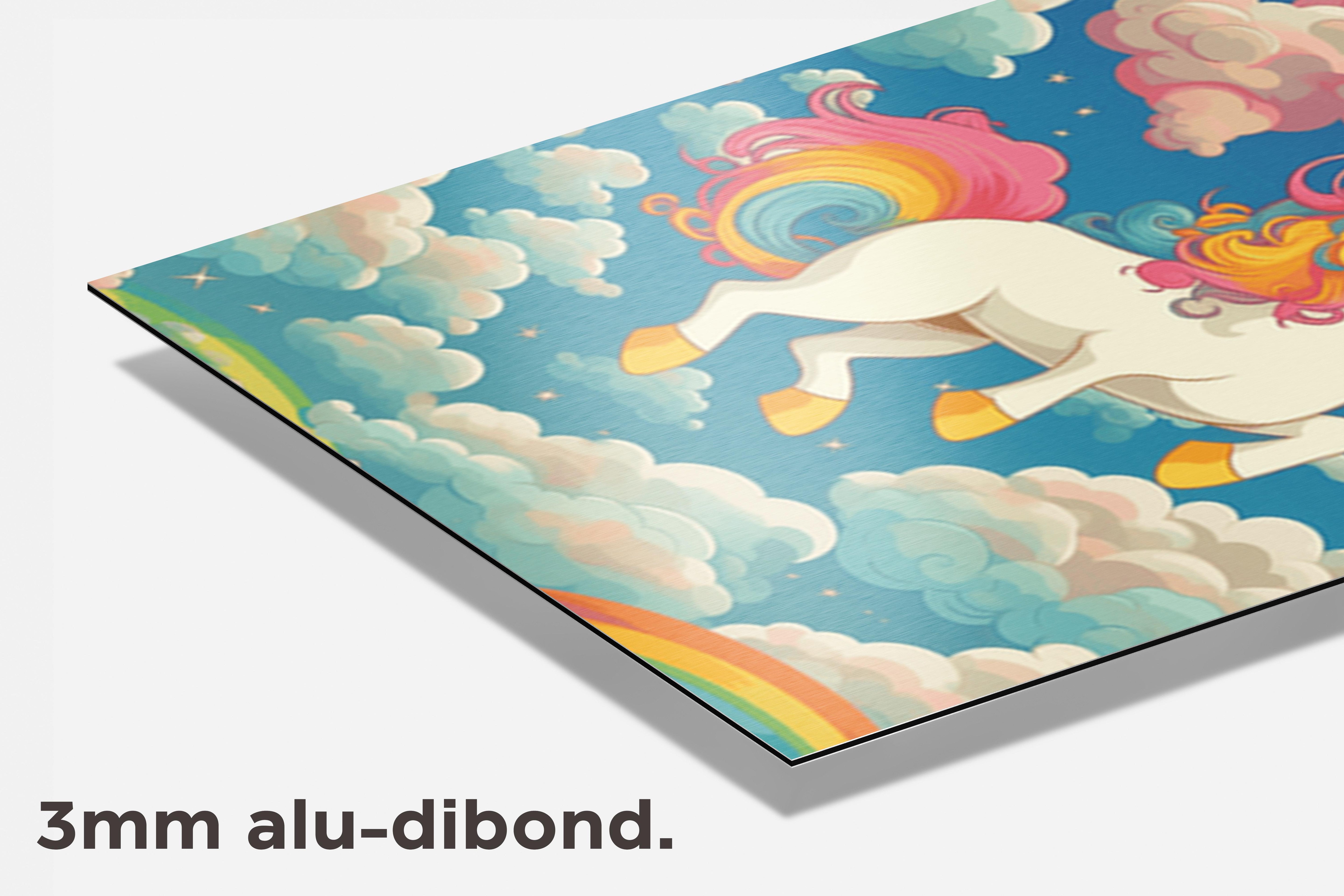 Eenhoorn Blauw dibond detail