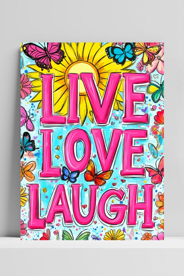 Live Love Laugh op 3mm aluminium dibond