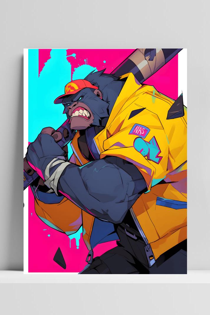 Boze Gorilla op 3mm aluminium dibond