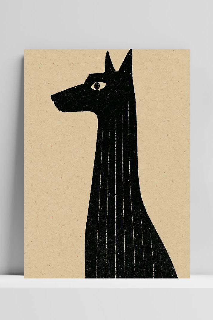 Dog Silhouette Minimalistic dans un intérieur