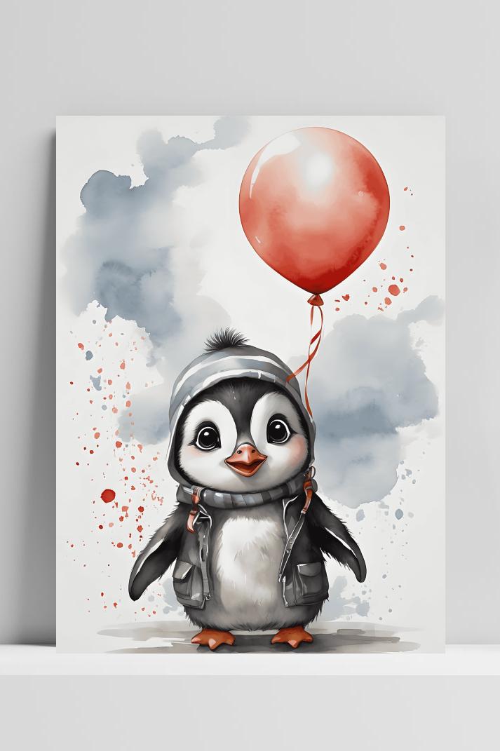 Pinguïn Ballon op 3mm aluminium dibond