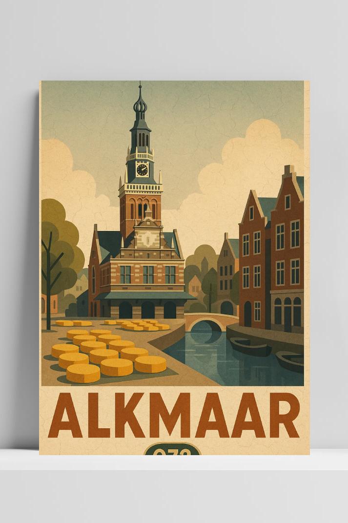 Alkmaar Netherlands Vintage Text op 3mm aluminium dibond