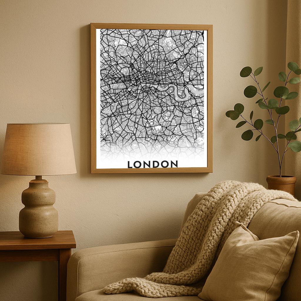London Map United Kingdom White poster sfeerbeeld 2