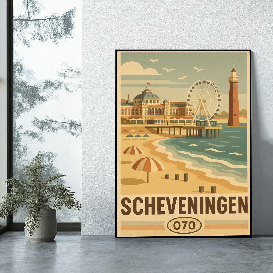 Scheveningen Netherlands Vintage Text poster sfeerbeeld 1