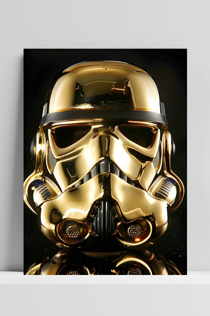 Gouden Stormtrooper op 3mm aluminium dibond