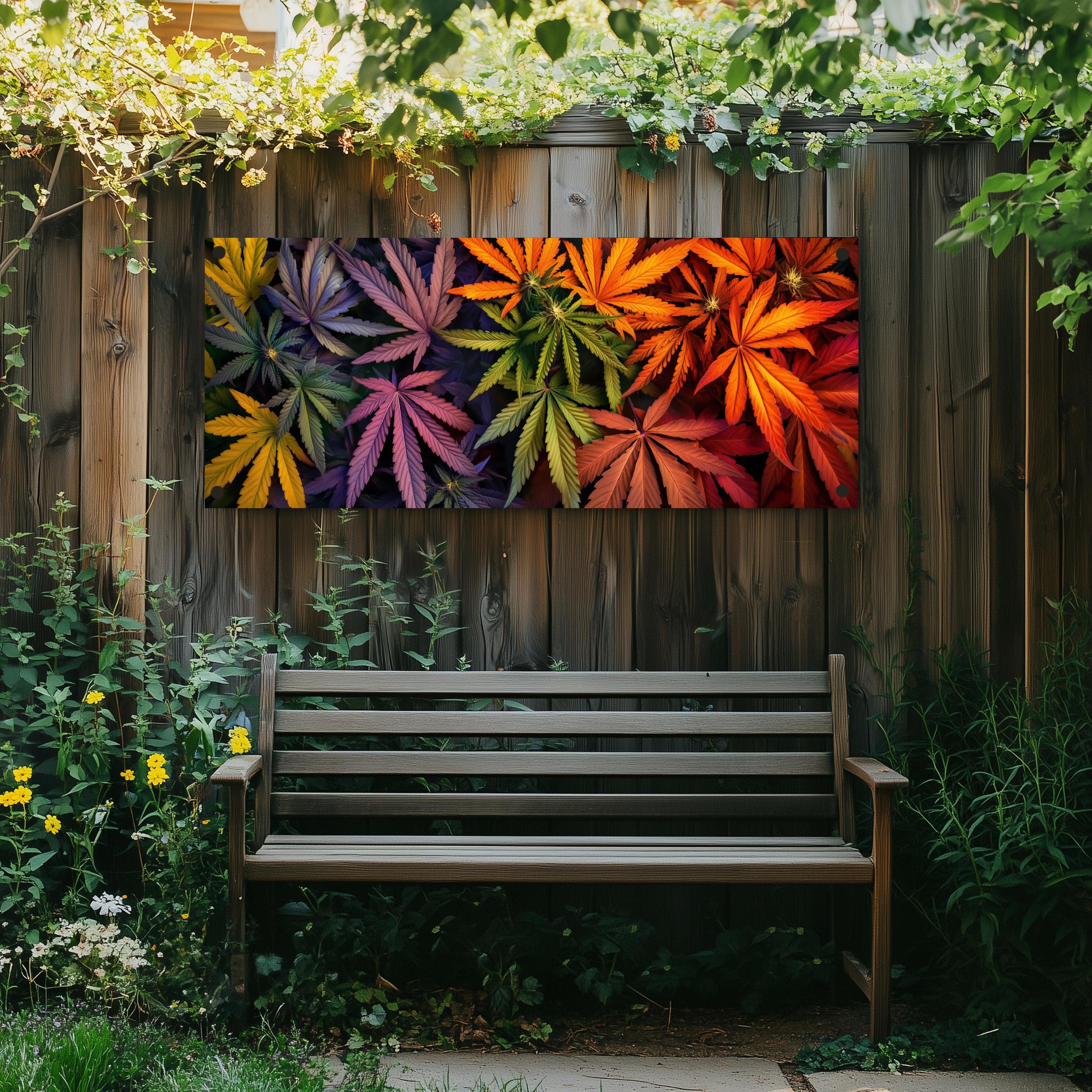 Tuinposter Cannabis Regenboog sfeerbeeld 1