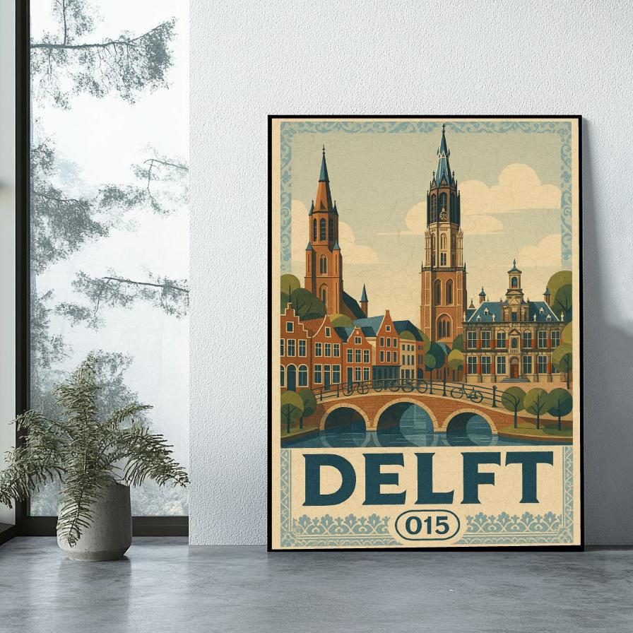 Delft Netherlands Vintage Text poster sfeerbeeld 1