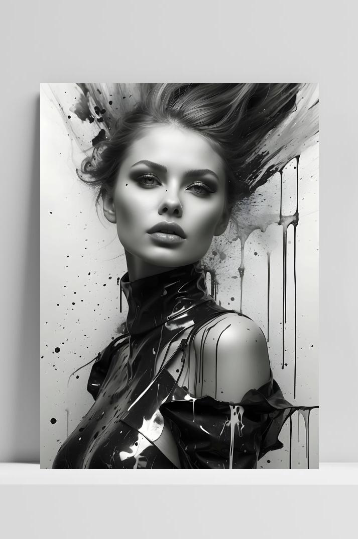 Vrouw Aquarel Druip op 3mm aluminium dibond
