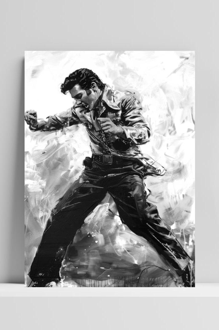 Elvis Presley Dans op 3mm aluminium dibond