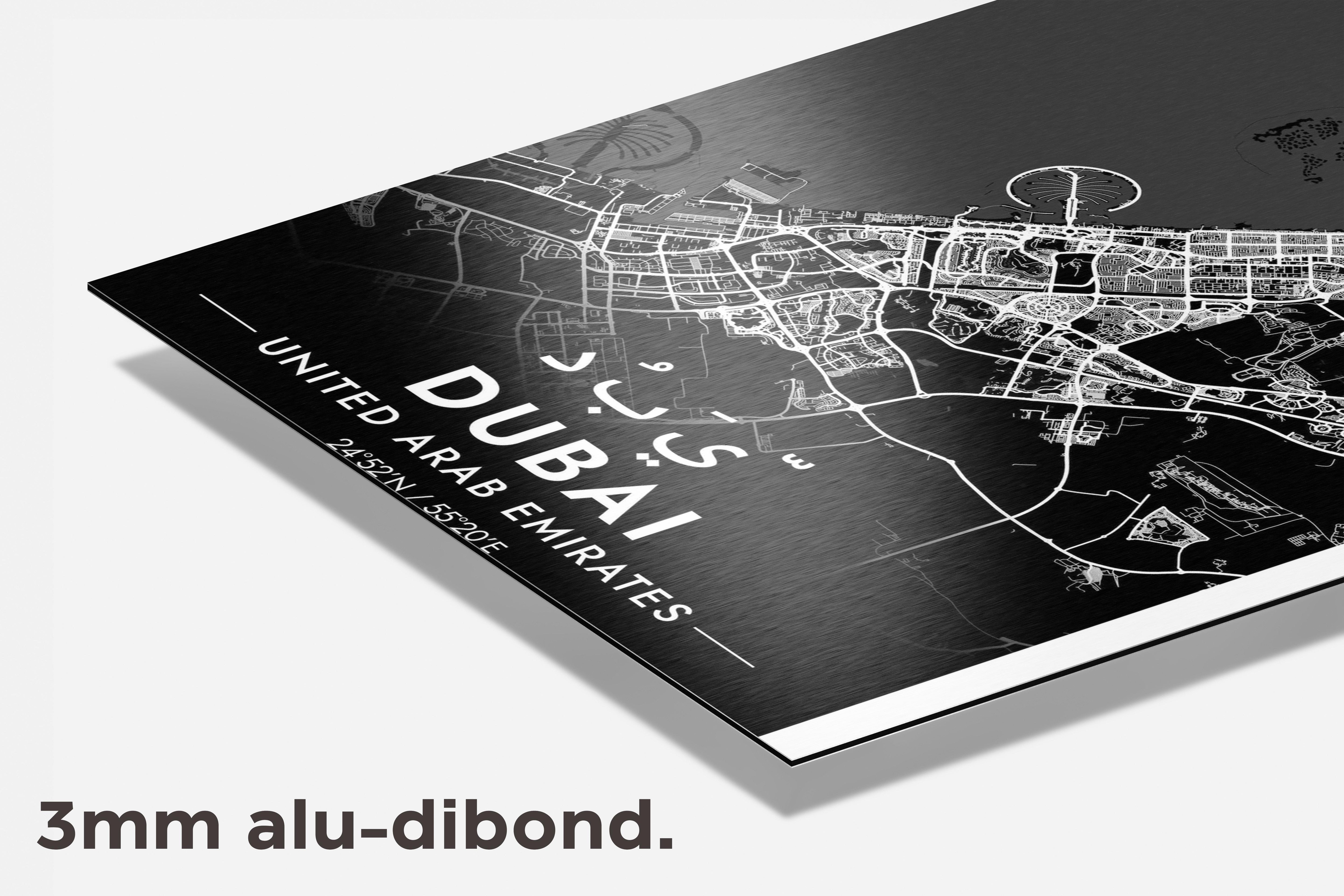Dubai Map UAE dibond detail