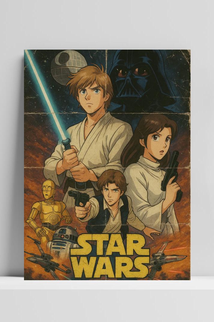 Star Wars Cartoon Text op 3mm aluminium dibond