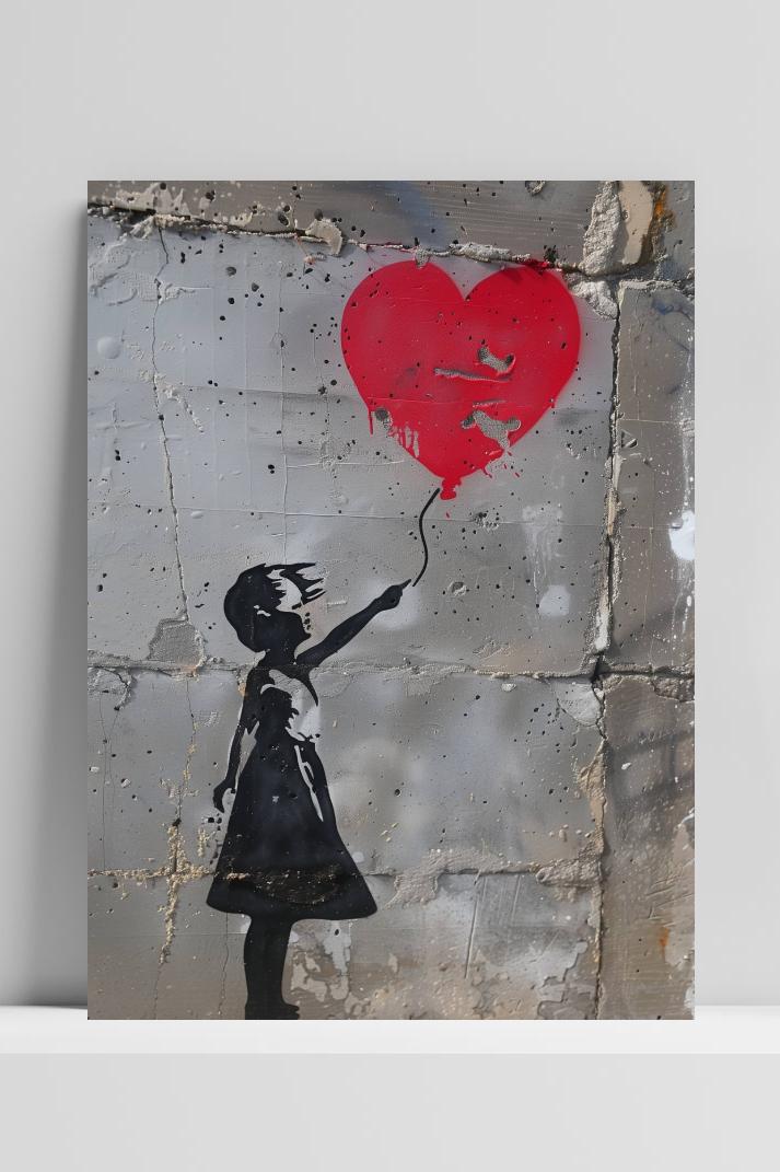 Banksy Ballonmeisje op 3mm aluminium dibond