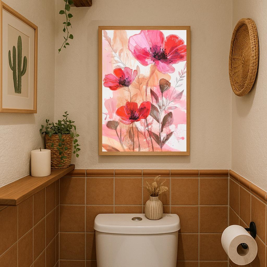 Poppy Flowers Aquarel poster sfeerbeeld 3