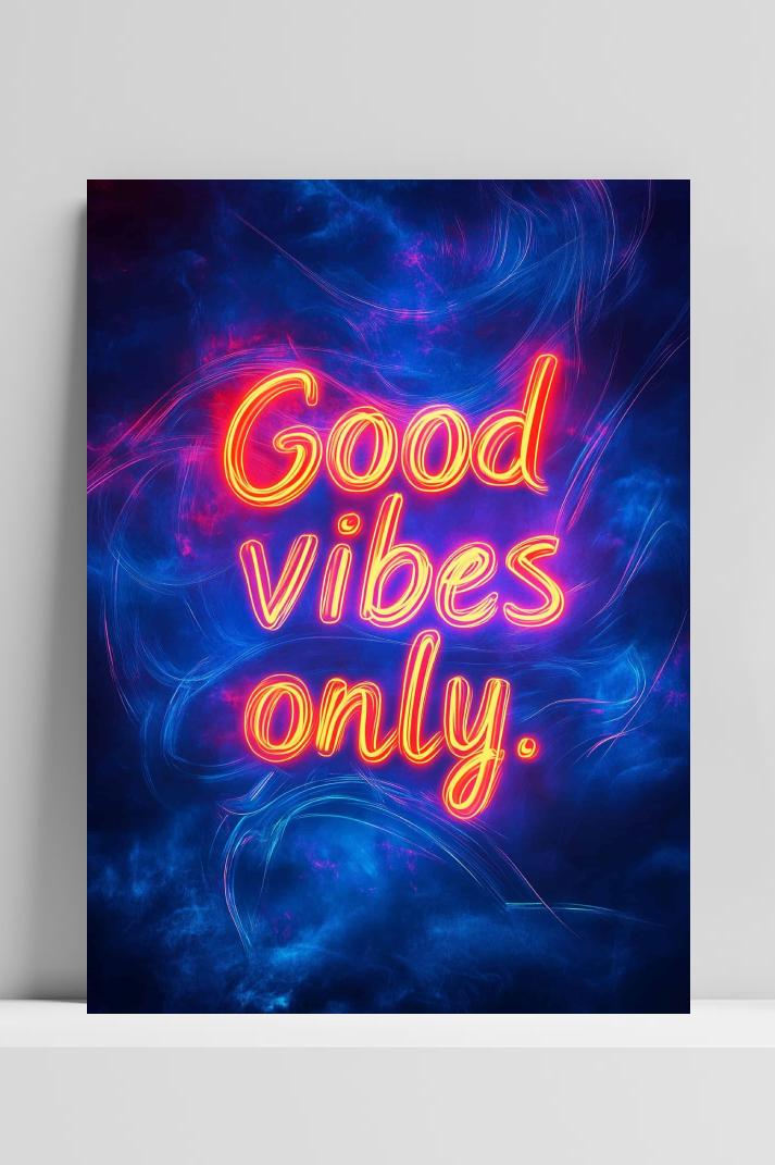 Good Vibes Only Neon op 3mm aluminium dibond