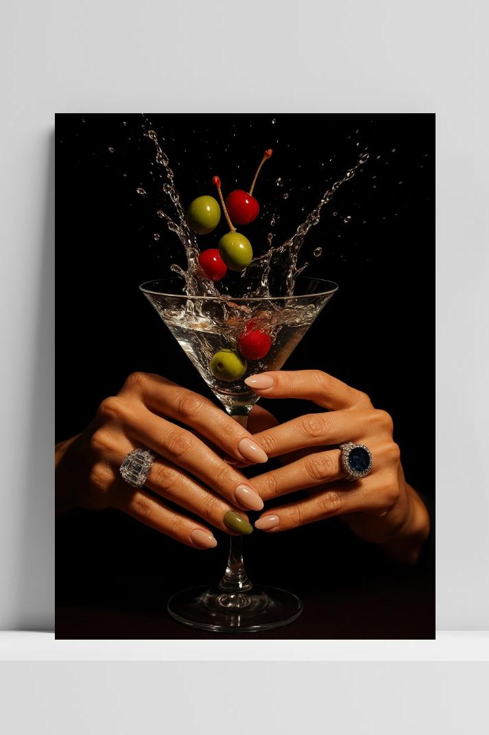 Martini Cocktail Jewelry Ring dans un intérieur