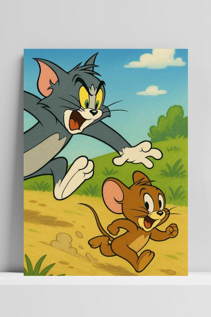 Tom and Jerry Cartoon op 3mm aluminium dibond