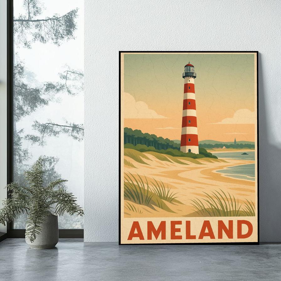 Ameland Text Vintage poster sfeerbeeld 1