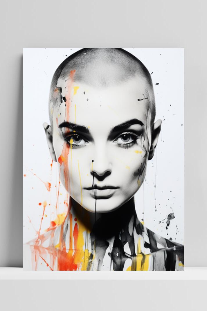 Sinead O Connor Wit op 3mm aluminium dibond