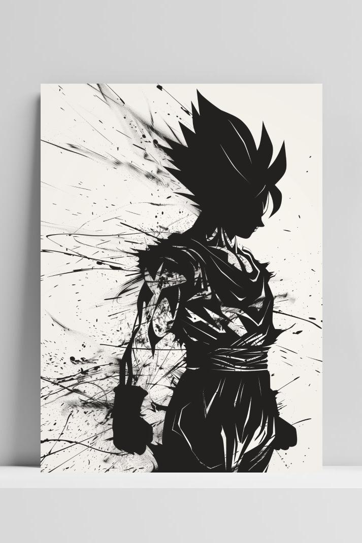 Gohan Silhouette Dragon Ball B&W op 3mm aluminium dibond
