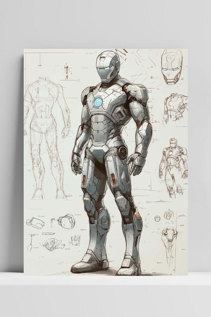 Iron Man Marvel Sketch op 3mm aluminium dibond