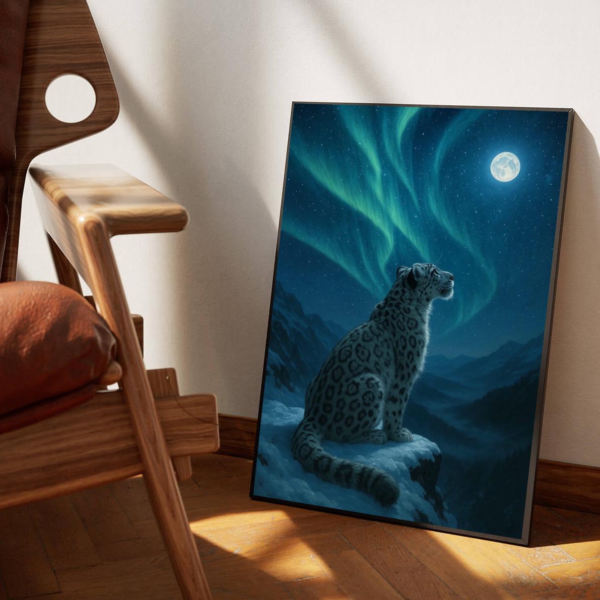 Leopard Northern Lights poster sfeerbeeld 1