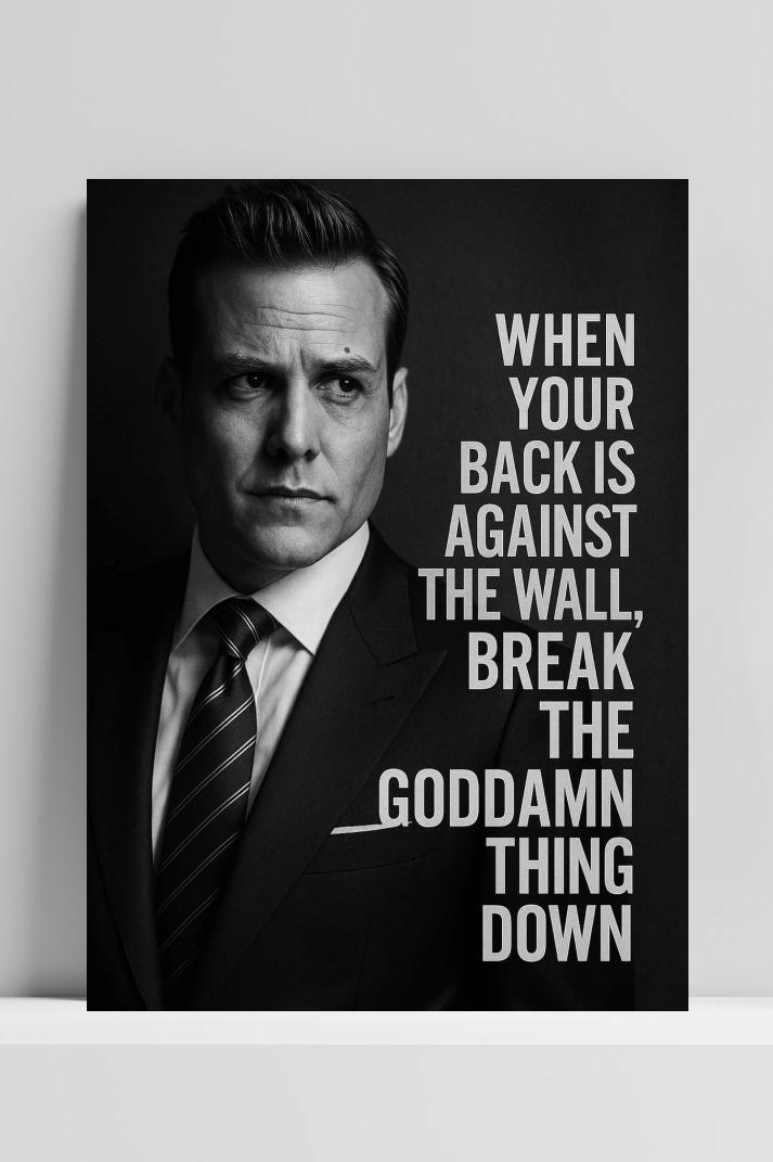 Harvey Specter Suits Quote op 3mm aluminium dibond