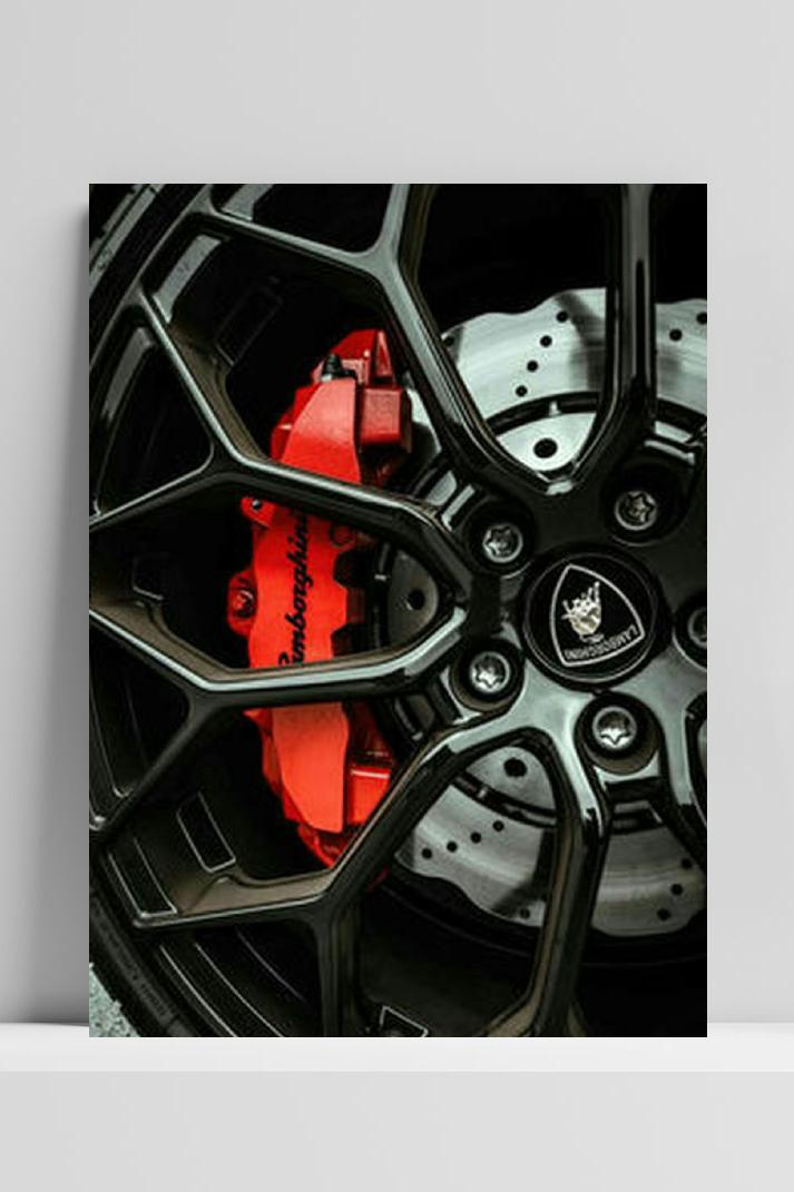Lambo Rode Remschijf op 3mm aluminium dibond