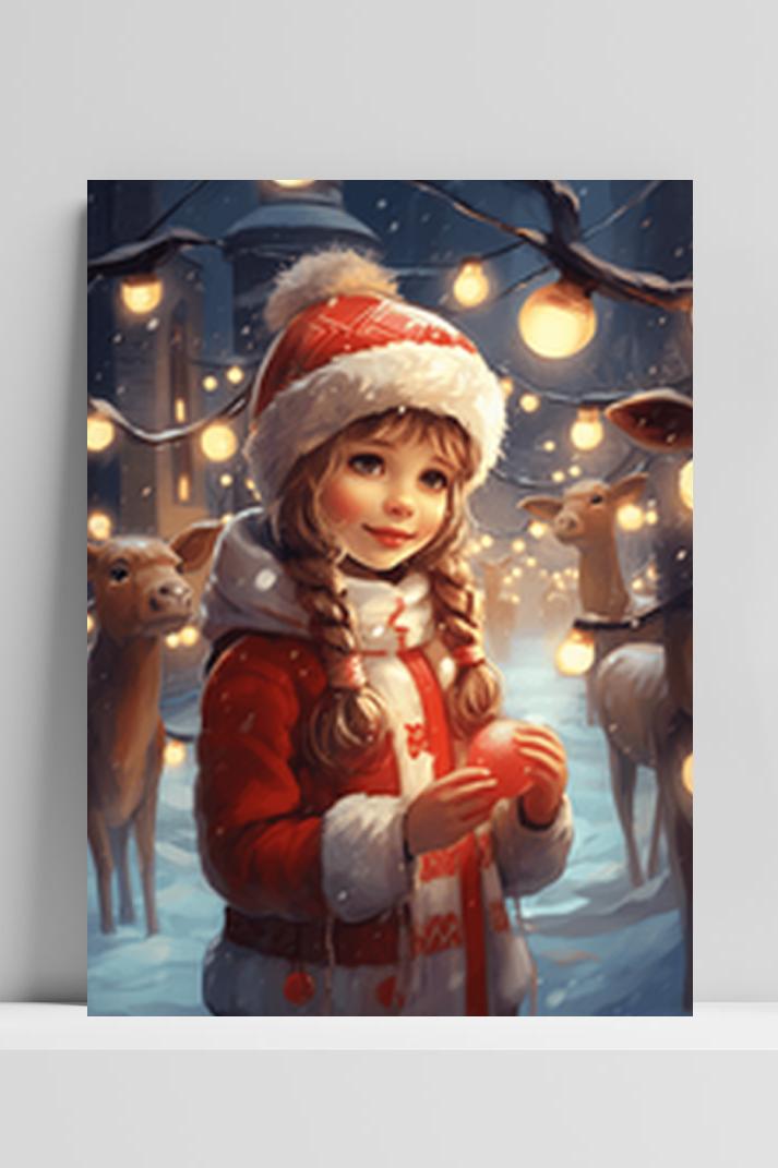 Kerst Meisje op 3mm aluminium dibond