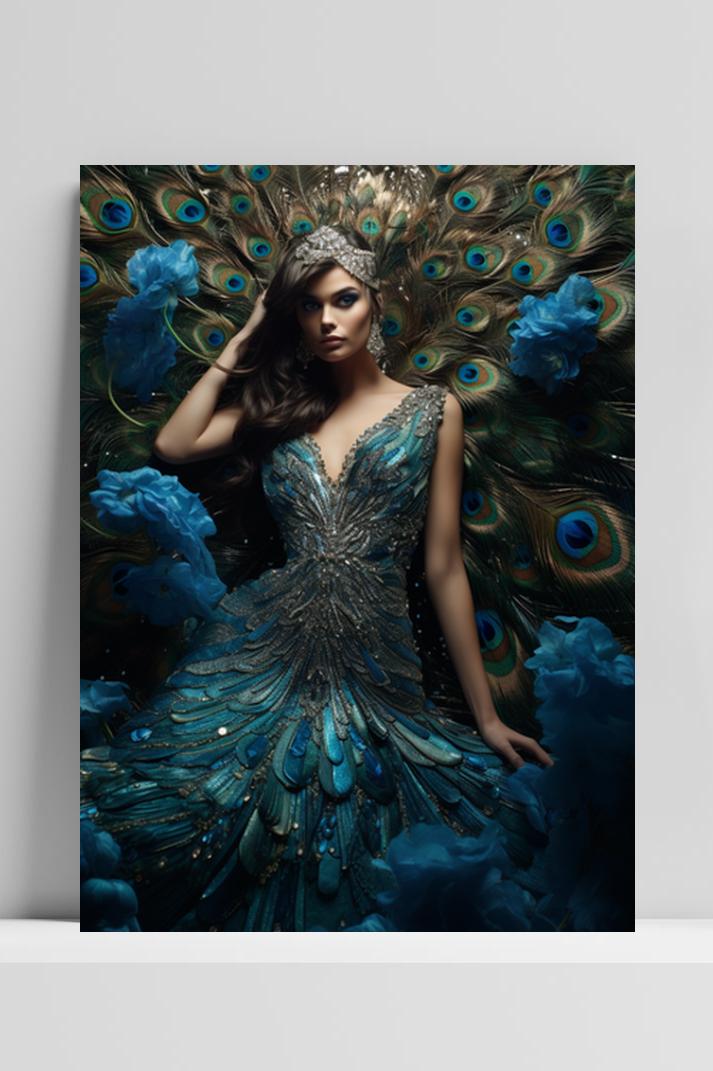 Pauwvrouw Blauw op 3mm aluminium dibond