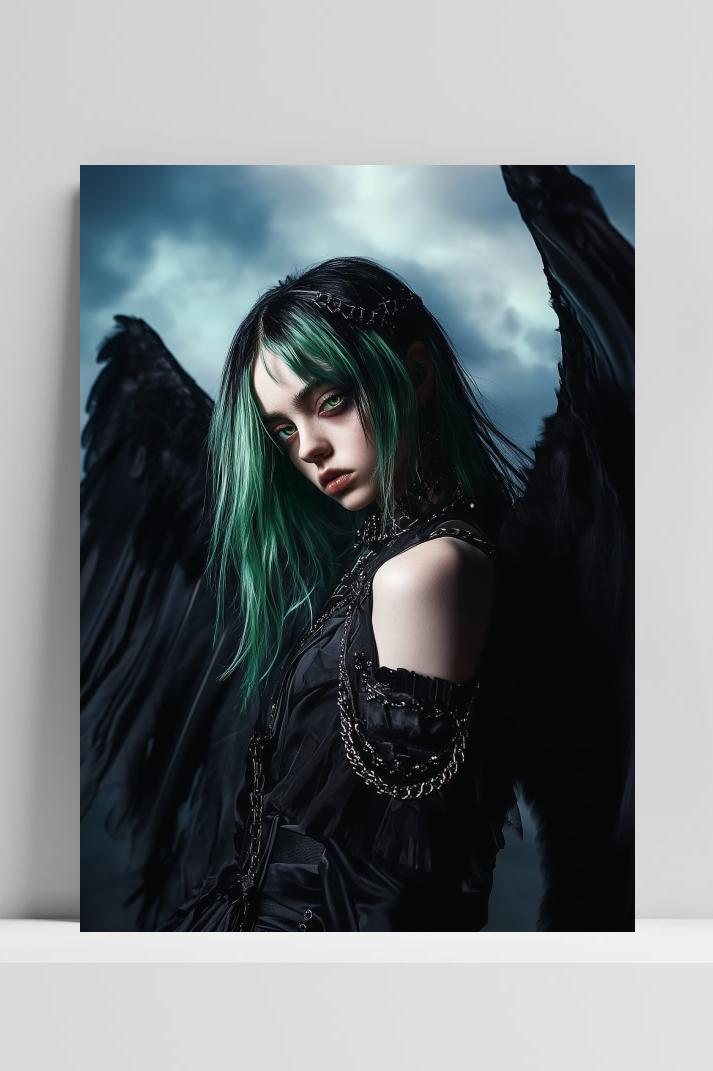 Billie Eilish Angel op 3mm aluminium dibond