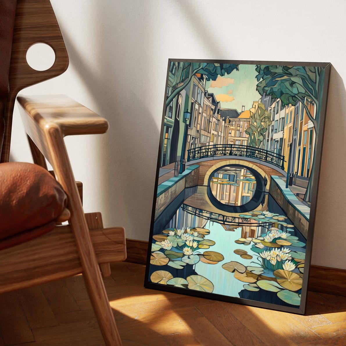 Dutch Canal Water Lilies Amsterdam poster sfeerbeeld 3
