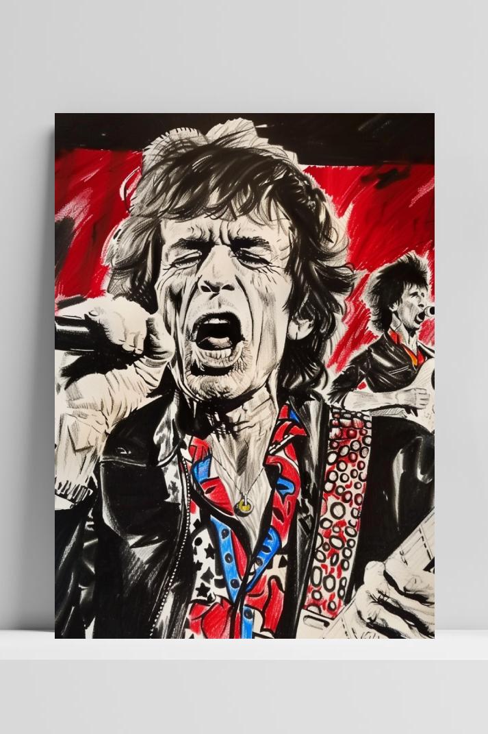 Mick Jagger op 3mm aluminium dibond