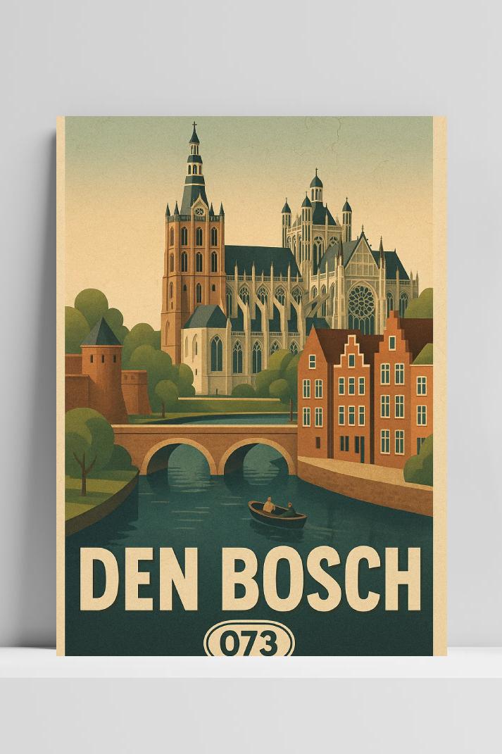 Den Bosch Text Vintage op 3mm aluminium dibond