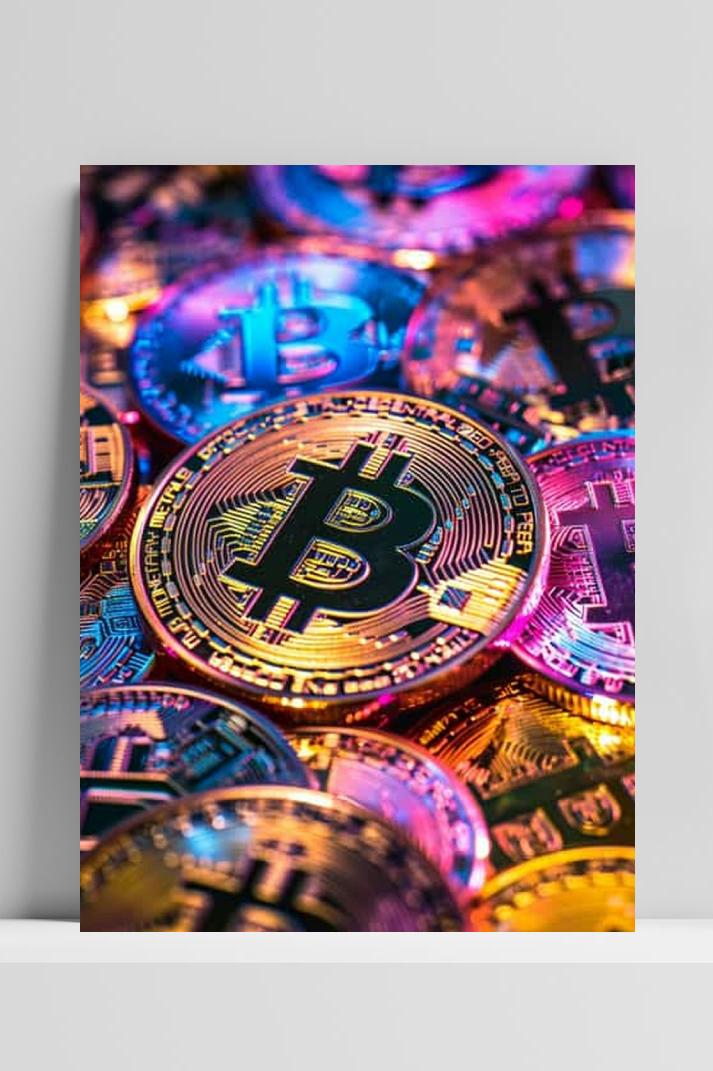 Bitcoin Munten op 3mm aluminium dibond